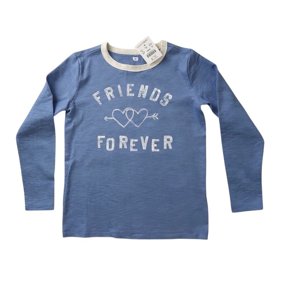 Crewcuts “Friends Forever” Long Sleeve Tee Blue Girls S (6–7) by J Crew